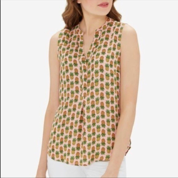 The Limited pineapple print sleeveless blouse - Picture 1 of 5